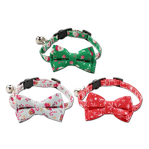 Cat Collars, Lutiore 3 Pack Cat Collar Breakaway with Cute Bow Tie, Bell and Safety Release Buckle, Adjustable for Cats Kitten and Some Puppies Cat Collars, Lutiore 3 Pack Cat Collar Breakaway with Cute Bow Tie, Bell and Safety Release Buckle, Adjustable for Cats Kitten and Some Puppies