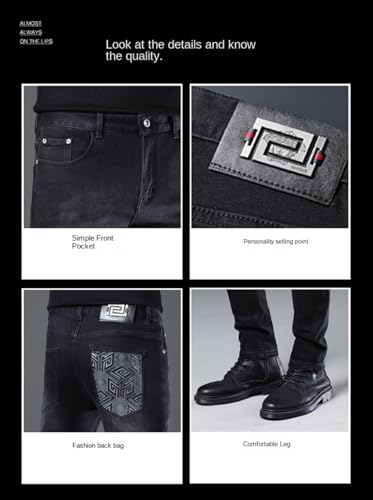 Jeans Pants Trousers Denim Spring and Autumn Men's Stretch Slim Fit Classic Printed Casual 6