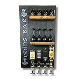  Wikinger Bar zum Personalisieren mit 4 Zapfhähne & Eiche-Optik - Wandbar mit Getränkespender, Whisky-Regal, Metregal für Trinhörner Geschenk