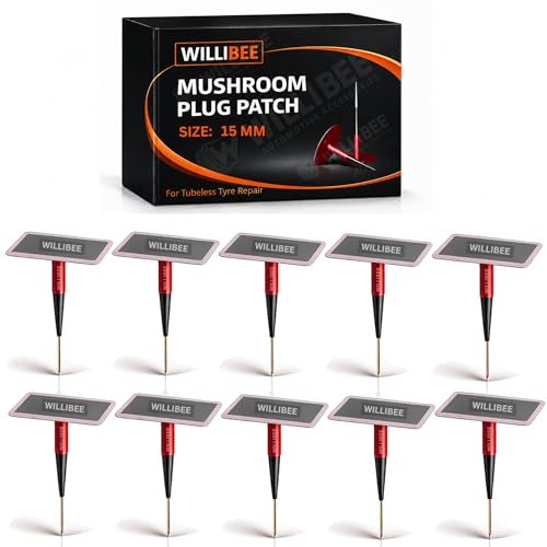 Image of WILLIBEE Mushroom Puncture Kit for Tubeless Tyre | Mushroom Puncher Kit for Bike & Car | Tire Puncher Repair Patches (15 MM, 10 Pcs)