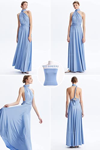 Image of Multi-Way Wrap Infinity Maxi Dress for Bridesmaids & Wedding Guest | 31 Colors for All Wedding Themes, One Size & Plus, 1 Dress for Any Events, Evening, Prom, Gala, Non-See-Through, Wrinkle-Free