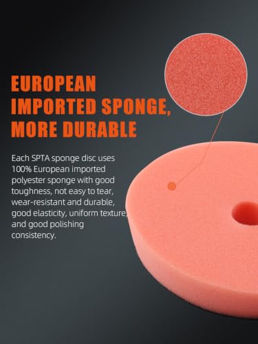 Image of SPTA Orange T40 Orange Medium-Cut Polishing Pads, 1Pc 3.5 Inch Face for 3 Inch 80mm Backing Plate Compound Buffing Sponge Pads for Car Buffer Polisher Compounding, Polishing and Waxing -FPBFS3O