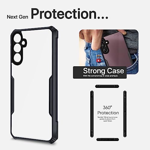 Image of Pikkme Back Cover for Samsung Galaxy M14 5G | Ultra Hybrid Shockproof Case | Full Camera Protection | Raised Edges | Clear Transparent Bumper Case (Black)