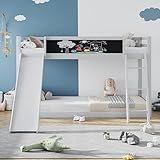 KecDuey Litera de 90 x 200 cm, cama infantil con escaleras y toboganes, cama con...