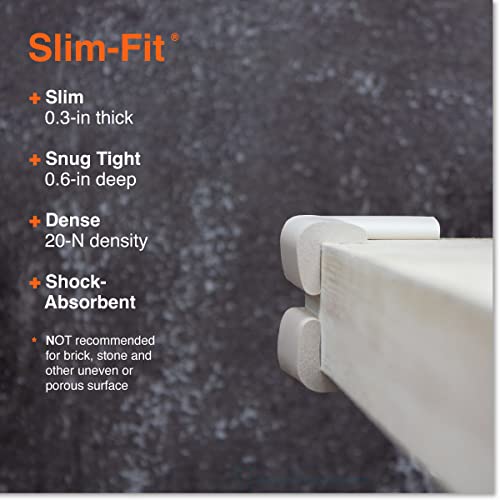 Image of Roving Cove Slimfit Corner Protector for Baby Proofing (8 Small Corners), Soft Rubber Foam Furniture Corner Bumper Guards, 3M Adhesive Pre-Taped, Oyster White (Off White)