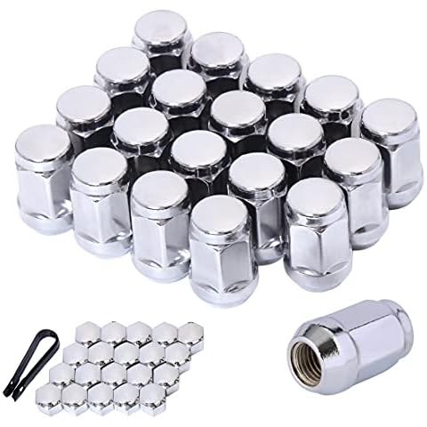 M12x1.5 Lug Nuts M12-1.50 Chrome Lug Nuts Acorn Lug Nuts 12x1.5 19mm Hex 1.38" Tall Set of 20 Lug Nuts Aftermarket Wheel Lug Nuts Fits for Ford Fusion Ford Escape etc Cover