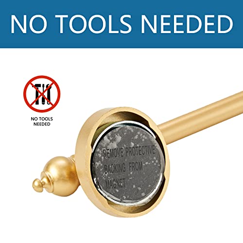 Boom Jog Magnetic Curtain Rods For Metal Doors，Multi-Use Adjustable Appliance For Windows Iron Steel Places，16-28 Inch，Gold，2 Pack #TOP1