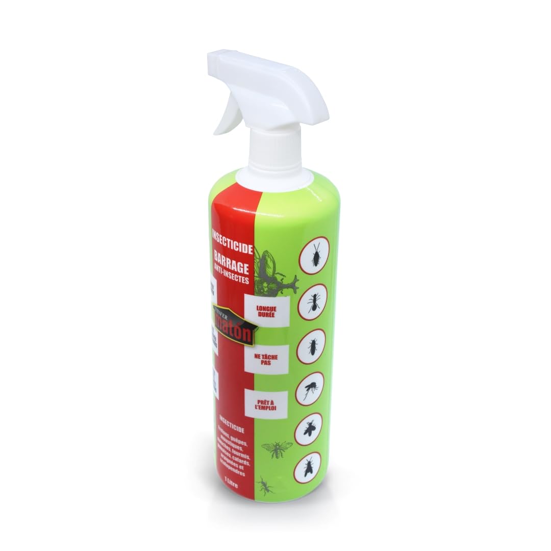 VINFERMATON – Insecticide Liquide Barrage Anti-Insectes 1 L | Longue Durée 2-6 Mois | Tous Insectes Volants & Rampants | Pistolet Prêt à l'Emploi | Ne Tache Pas