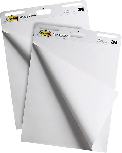 Post-it Super Sticky Self Stick Meeting Chart, 559P, White, 63.5 cm x 76.2 cm, Promo Pack 2 Pads + 4 FREE Meeting Notes Pads
