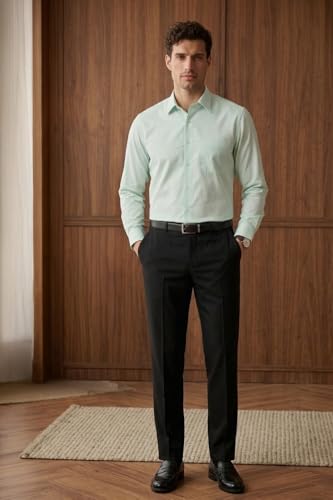 Image of Louis Philippe Men's Slim Fit Easy to Iron Everyday wear Premium Cotton Full Sleeve Textured Formal Shirt