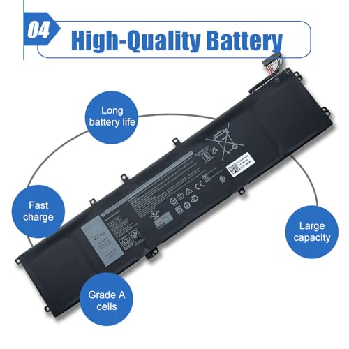 Image of 97Wh 4K1VM Laptop Battery Replace for Dell XPS 15 9560 9570 7590 Inspiron 7500 7501 7700 vostro 7500 g7 17 7700 Precision 5520 5530 5540 Series 9TM7D W62W6 V0GMT XYCW0 NYD3W 11.4V 8070mAh