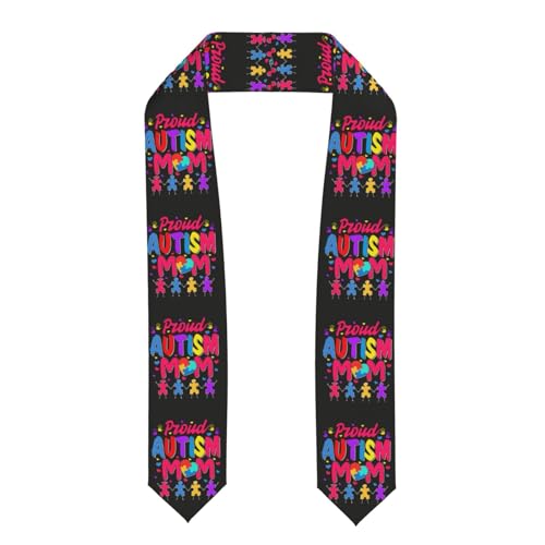 Image of KEOUiP Proud Mom Autism Awareness Month Unisex Adult Graduation Shawl Stole Scarf College Graduation Stoles Academic Commencements Gift Flattened