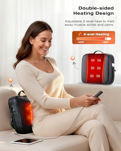 Image of Back Massager for Pain Relief Deep Tissue with Heat - Shiatsu Kneading Back Massage for Chair, Neck Massagers Pad for Lower Back Leg Shoulder, Lumbar Support Pillow for Office Car, Gift for Men Women