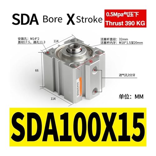 Vérin pneumatique SDA100 double effet pour résoudre les manques d'espace