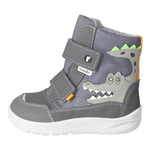RICOSTA Jungen Stiefel Nevis, Kinder Boots, Weite: Weit, lose Einlage, Sympatex, Blinklicht,Barfuß-Schuh, Klettstiefel, Grigio/Carbon (490), 35 EU