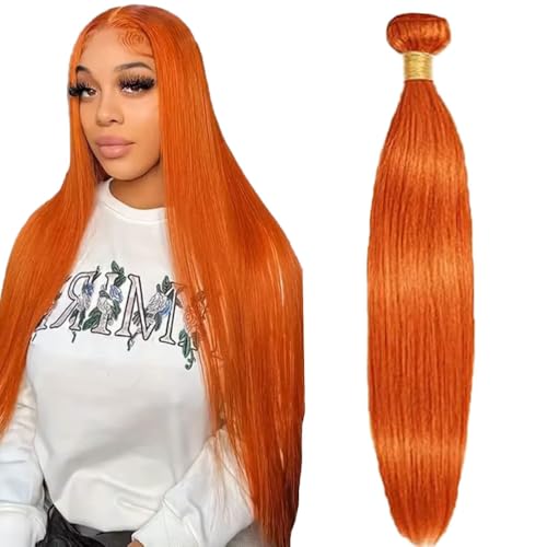 #350 Ginger Orange Human Hair Bundles 16 Inch Color 350 Bundles Human Hair Extension Straight 1 Bundle Orange Ginger Unprocessed Brazilian Virgin Hair 100G/PC