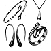 NYKKOLA Necklace Earring Ring Bangle Set for 4 Pcs (Black)
