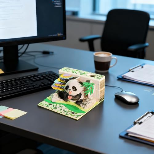 Calendrier pièce de temps bloc-notes design panda sculpture 3D maison école