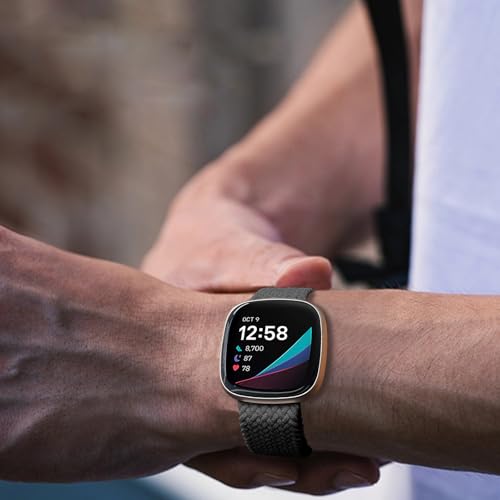 Chinbersky Pleciona bransoletka kompatybilna z Fitbit Versa 4 / Fitbit Versa 3 / Fitbit Sense, z zapięciem na magnes, elastyczny nylonowy pasek do zegarka na rękę Fitbit Versa 4 / Versa 3 / Sense 2 /
