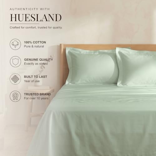 Image of Huesland Premium 100% Cotton Luxe Soft Touch 300 Thead Count Pillow Cover Set of 2 - Misty Jade