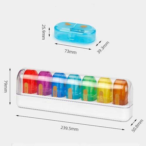 Pillendoosje 7 Dagen, Pillendoosje 7 Dagen 2 Vakken, Pillensorteerdoos, Medicijnen Organizer BPA-vrij, Dispenser/Organizer Voor Pillen en Medicijnen, Voor Tabletten, Vitaminen, Medicijnen - Afbeelding 3