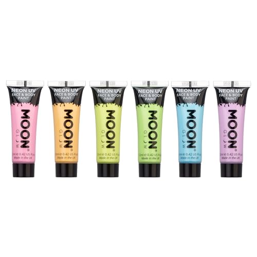 Moon Glow - Pastel Neon UV Face & Body Paint - 12ml Set of 6