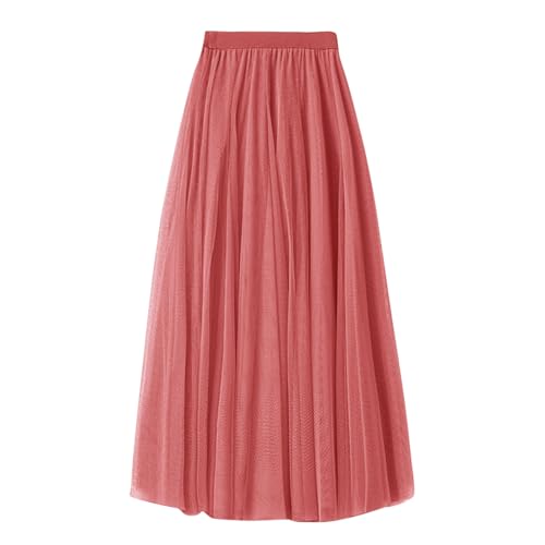 Falda de longitud media para mujer, fiesta de baile, línea A, falda de tul roja, falda larga de tul verde, Rosa., 85
