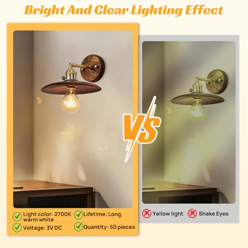 Hemobllo 50 Stück Led Filament Ersatzteile 3V 120Ma 38Mm Warmes Licht Glühfaden Für Diy Beleuchtung Büro- Und Heimbeleuchtung