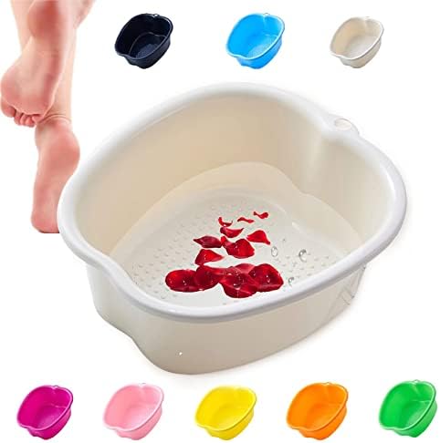 Foot Bath Tub Basins,Large Size Soaking Feet Bucket Massage Basin,Sturdy Plastic Home Foot Spa for Soaking Foot,Pedicure and Detox (White)
