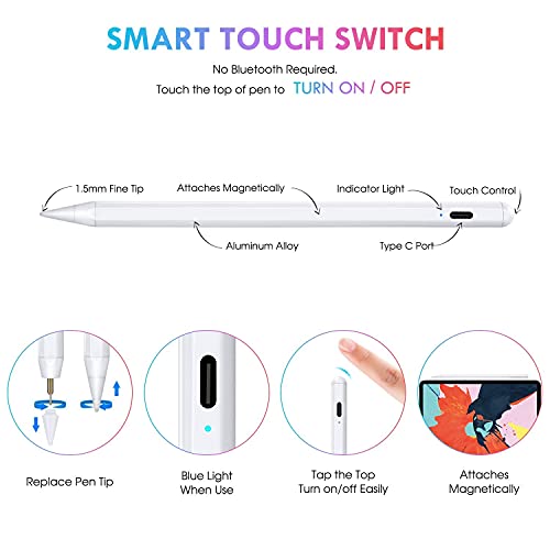 Stylus Pen Compatible with (2018-2020) Apple iPad, iPad Pencil with No Lag, High Precision, Tilt, Palm Rejection, for iPad 6th, iPad Mini 5th, iPad Air 3rd Gen, iPad Pro (11/12.9") - Thumbnail 5