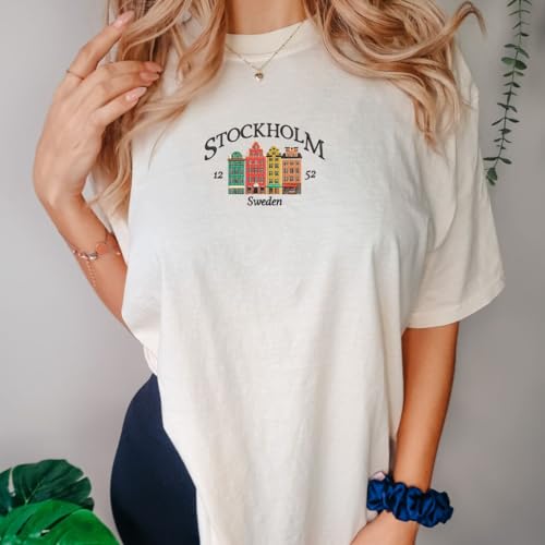 Embroidered Sweden Stockholm 1252 Sweatshirt, Stockholm Tee Gift, Sweden Travel Hoodie Embroidery, Stockholm Lover Gift, Sweden Tourist Attraction Tee, Stockholm Visitor Gift, Scandinavia Lover Gift3