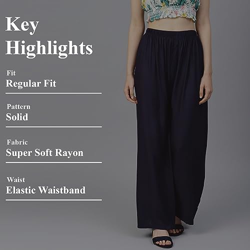 Image of Go Gazab - Stylish Women's Palazzo: Trendy Rayon Solid Color Ethnic Wear Palazzo