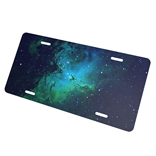 Galaxy Green Car Front License Plate Cover License Plate Funny Car Decor Vanity Tag Aluminum License Plate Frame With 4 Holes License Plate Holder For Women Men Gifts 12X6 Inch #TOP2