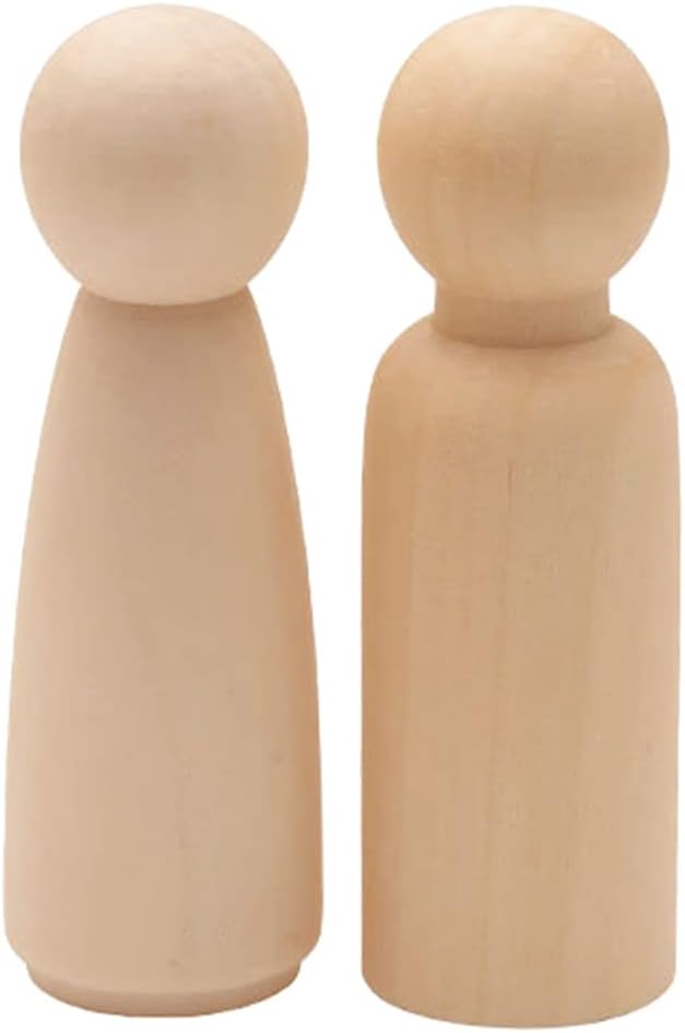Wood Peg Dolls Unfinished 4.75 inch, Pack of 20 Wooden Peg People for DIY Crafts