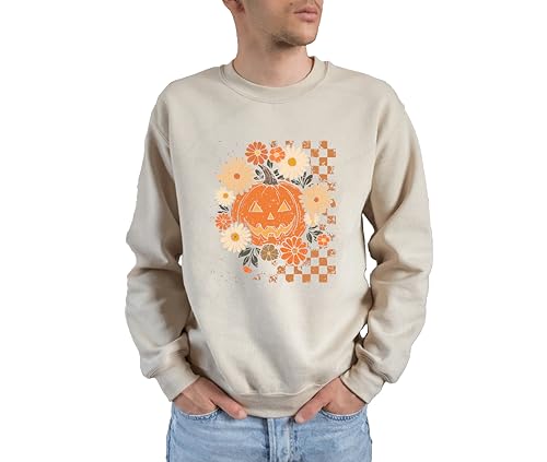 Retro Floral Pumpkin Halloween Fall Graphic Sweatshirt - Unisex Premium Shirt for Men & Women2