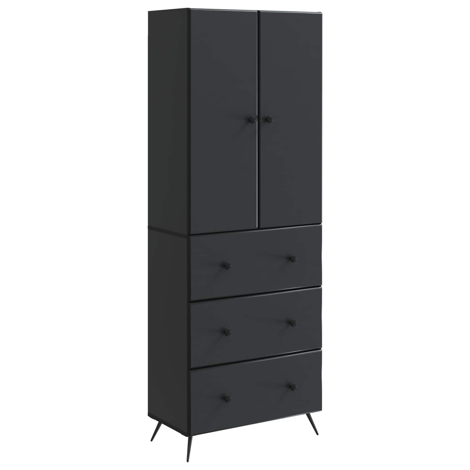 Set di 2 armadi in legno nero, 66 x 34,5 x 90 cm, con cassetto, porta e mensola, per soggiorno, camera da letto, ufficio, corridoio, corridoio, cucina, versatile per riporre e organizzare