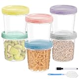 Picture of Yomarket 6pcs 32 oz Plastic Containers with Screw Top Lids, Reusable Clear Food Storage Containers with Pen and Brush, Leakproof Freezer Soup Containers, Microwave & Dishwasher Safe