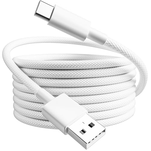Extra Langes 5M USB C Ladekabel, 3.1A Schnellladekabel, USB anf Typ C Kabel geflochten f&uuml;r PS5 Controller, Samsung Galaxy S10/S9/S8 Plus, Note 10 9 8, LG V30 V20 G6 G5, Moto, LG, HUWEI, Mi9/8,etc Wei&szlig;