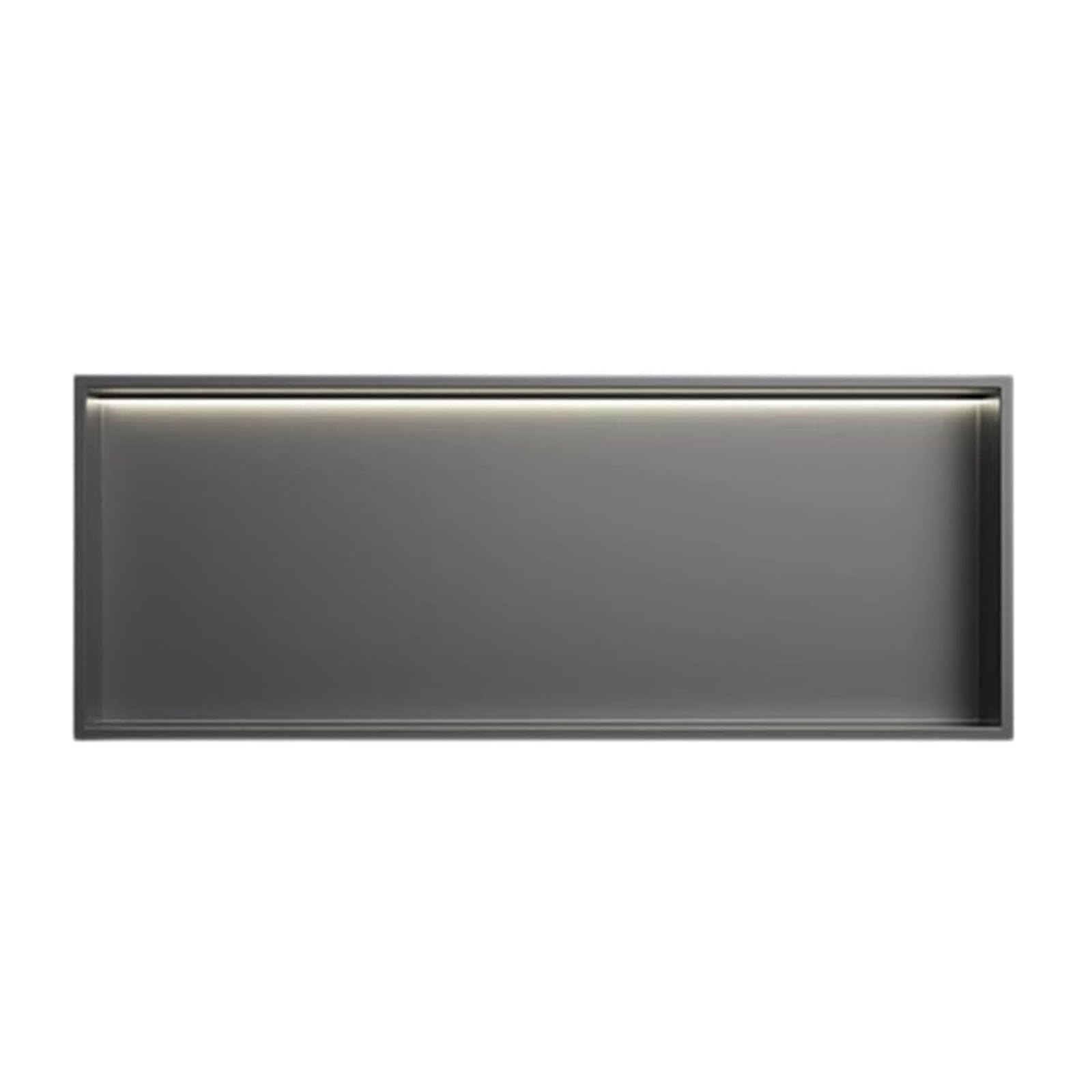 Ducha integrada de acero inoxidable, estante de almacenamiento individual para baño, negro mate, 92 x 32 x 12,5 cm, estante de ducha duradero, diseño moderno, ahorra espacio
