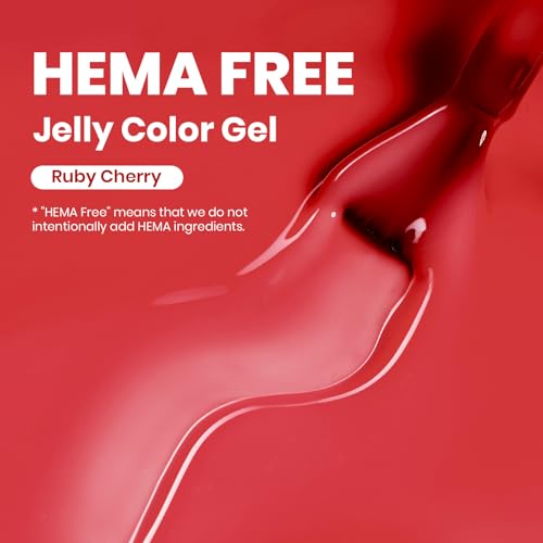 Image of Beetles Ruby Cherry Jelly Red Gel Nail Polish - 15ML Full Size Neutral Sheer Gel Nail Polish Translucent Effect Soak Off UV LED French Nail Art Salon DIY Manicure Gift for Women