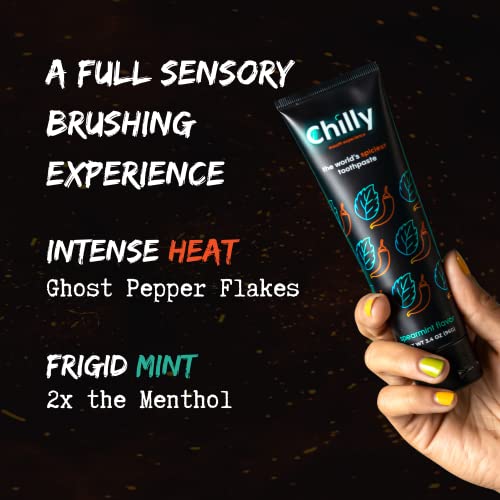 Chilly Toothpaste, Spicy Whitening Toothpaste, Intense Natural Spearmint Flavor + Ghost Pepper Flakes, Sls Free (Pack Of 1) #TOP5