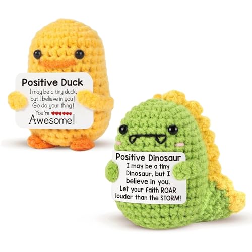 warmtree Mini Funny Positive Dinosaur Duck Gifts, 2pcs Small Handmade
