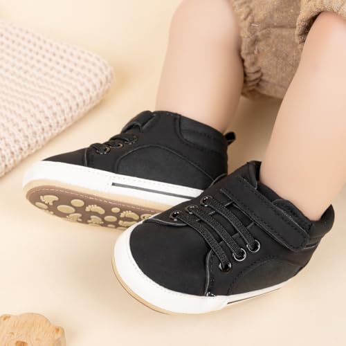 Image of CENCIRILY Baby Boys Girls High Top Sneakers Soft Soles Anti Skid Infant Ankle Shoes Toddler Prewalker First Walking Crib Shoes