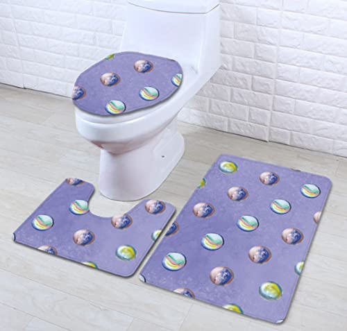 Badematten Set 3 Teilig,Toilettenmatte Set,3Er Badgarnitur Badezimmer Matte Set Dusch Bade Matte Vorleger Teppich 3D…