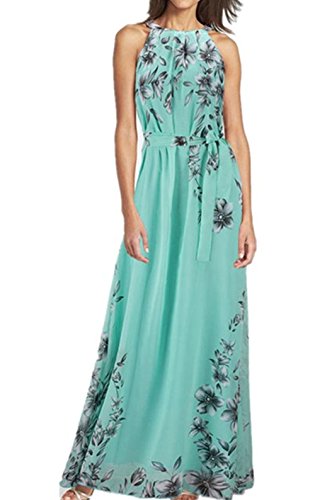 Shmily Girl Women's Plus Size Dress Bohemia Floral Chiffon Dress Beach Maxi Dress â€¦ Green