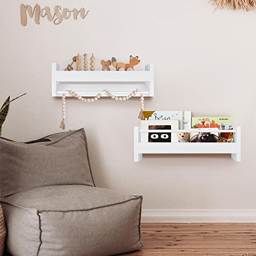 Comax Small Book Shelf Organizer For Kids, Floating Bookshelf For Toddler Baby Room Bedroom, Set Of 3 Wall Bookshelf Nursery Book Shelves Holder, Hanging Book Shelf For Wall Mounted Decor, White #TOP1
