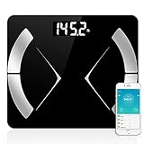 Triomph Bluetooth Smart Body Fat Scale with iOS/Android App - Digital Body Composition Analyzer Measures Body Weight, Body Fat, Water, Muscle Mass, BMR, Bone Mass and Visceral Fat, 400 lbs, Black