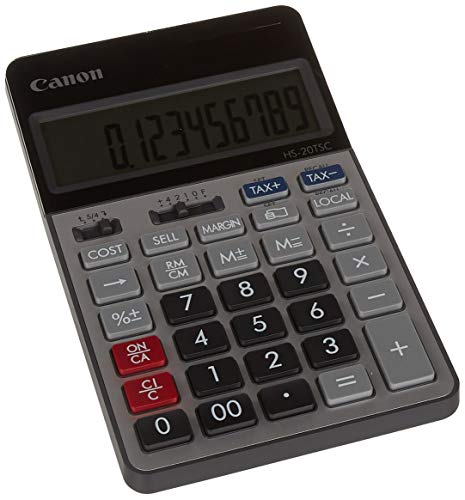 Canon HS20TSC anzeigender Tischrechner mit Steuerberechnung, 12-stellig, Schwarz/Grau