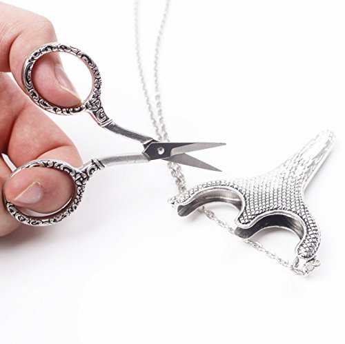 Bihrtc Stainless Steel Sharp Tip Sewing Snips Thread Cutter Safety Scissors With Sheath Chain For Embroidery, Sewing, Craft, Art Work & Everyday Use (Silver-1) #TOP3