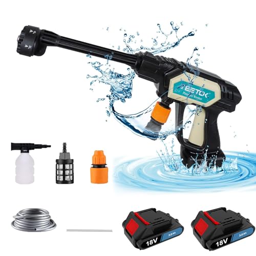 Cordless Pressure Car Washer, 725PSI Portable Pressure Cleaner Jet Washer 25Bar, 6-in-1 Nozzle, with 2pcs 3.0Ah Battery Pressure Washer for Car/Floor/Garden Cleaning & Watering